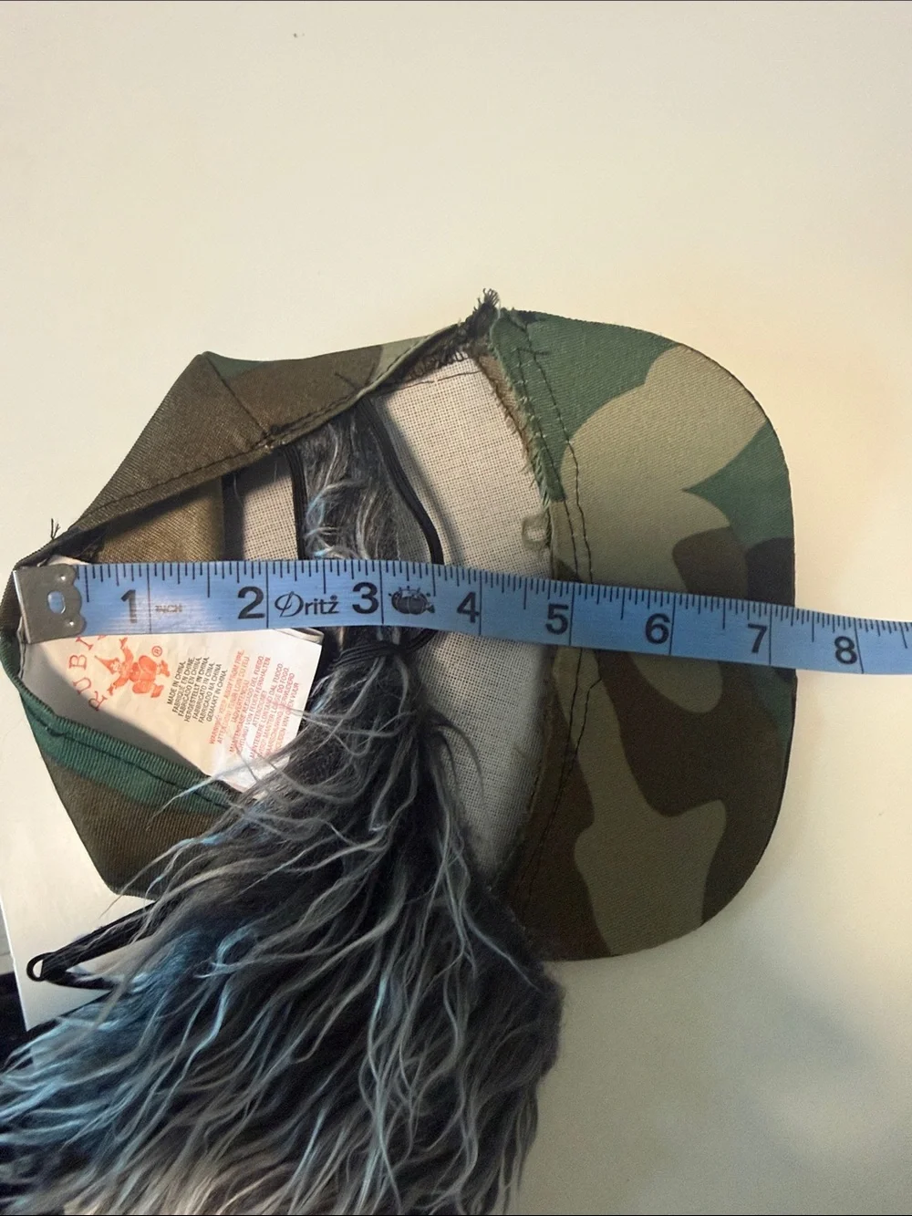 Camouflage Dog Trucker Hat with Faux Fur Beard